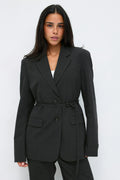 Belted blazer - Grey stripe