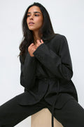 Belted blazer - Grey stripe