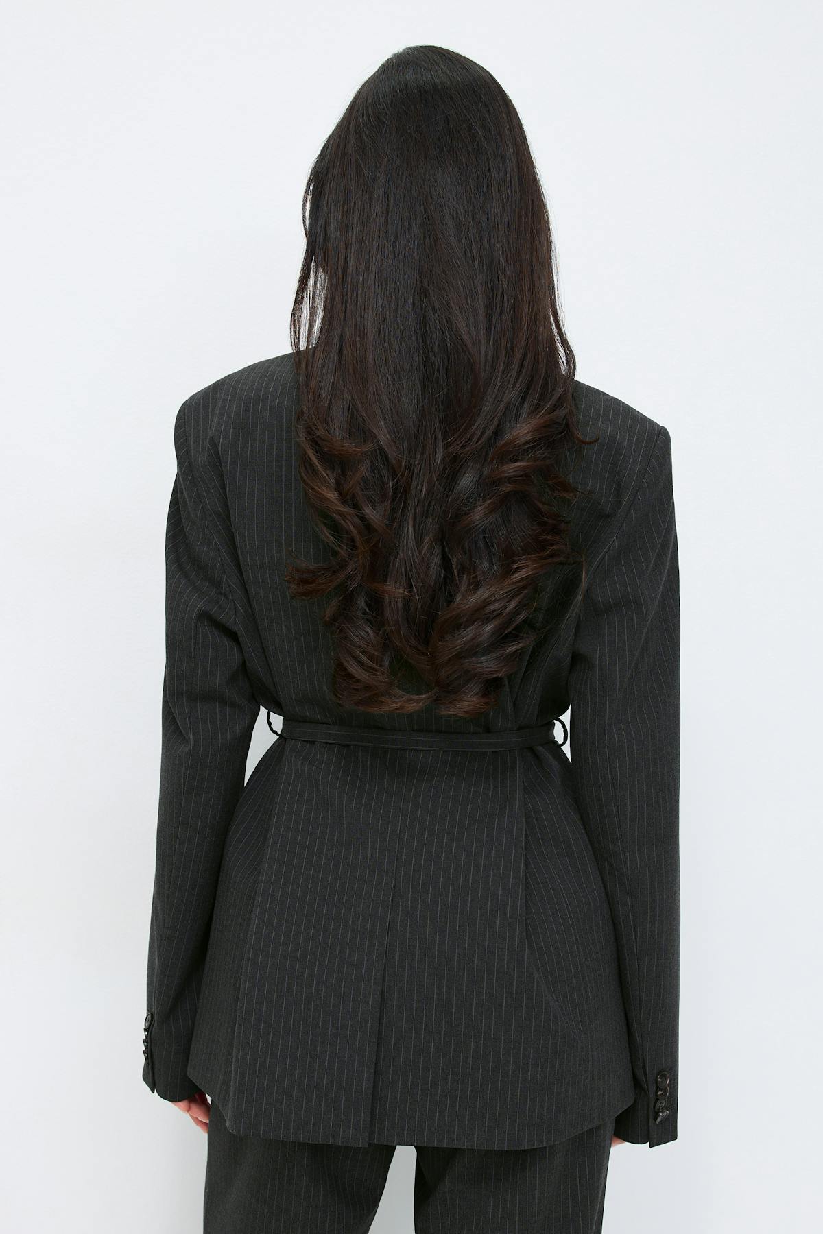 Belted blazer - Grey stripe