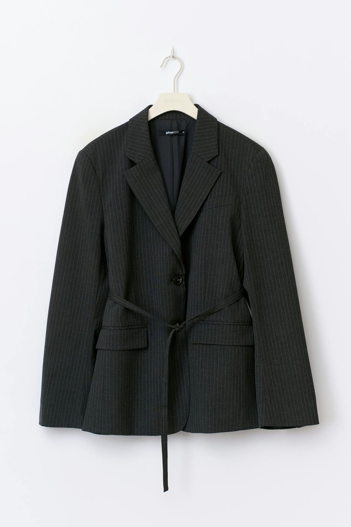 Belted blazer - Grey stripe
