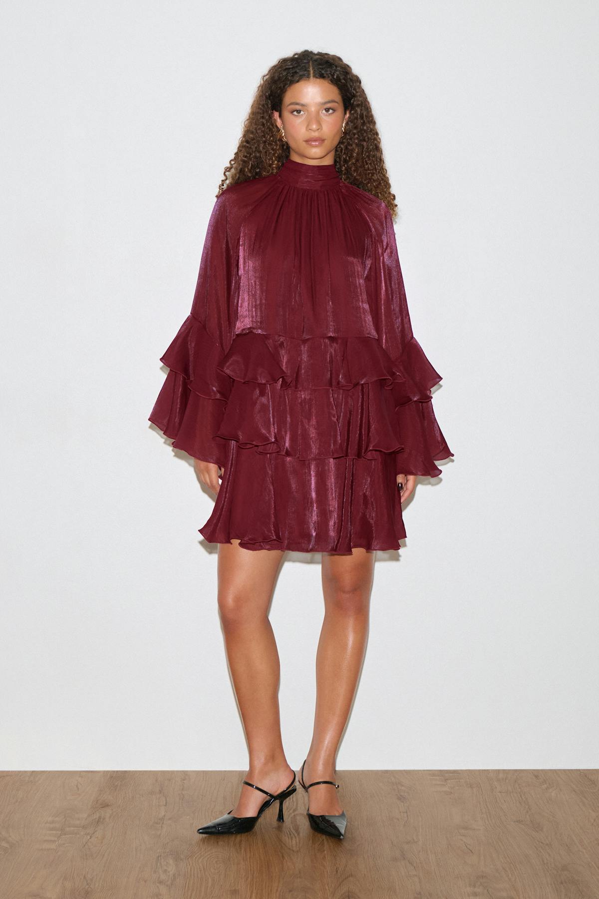 Flowy frill mini dress - Noir