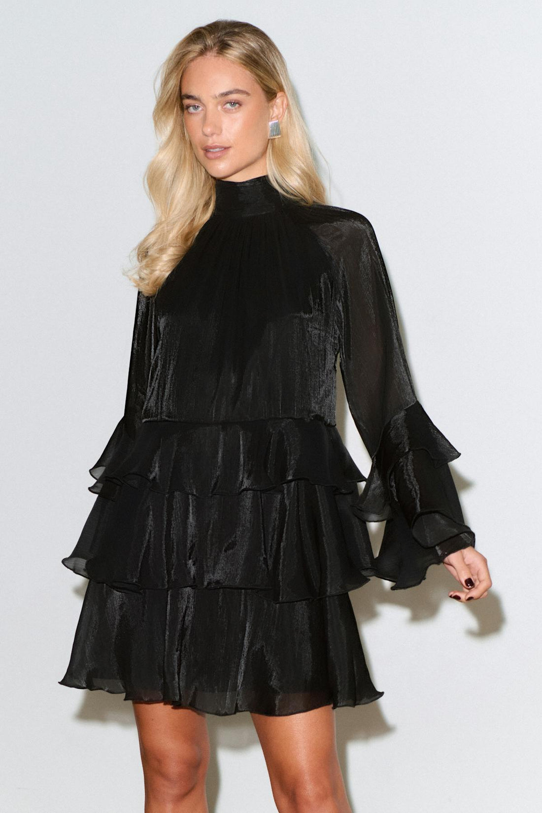 Flowy frill mini dress - Noir