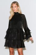 Flowy frill mini dress - Noir