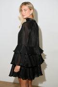 Flowy frill mini dress - Noir