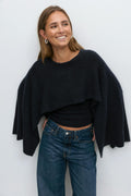 Knitted cape top - Navy blazer