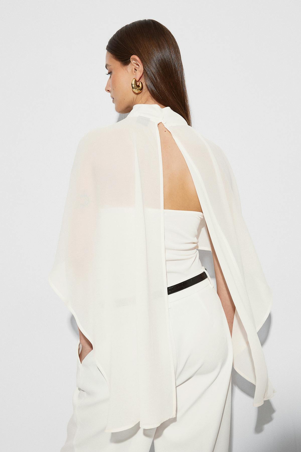 Chiffon cape top - Egret