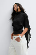 Chiffon cape top - Noir