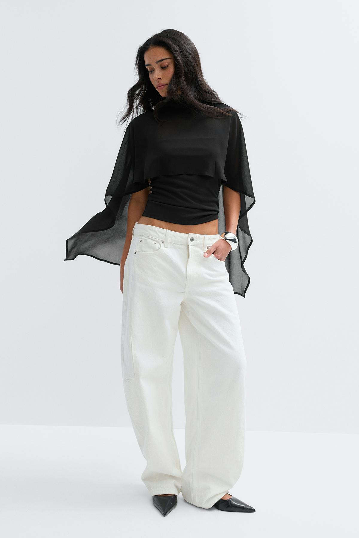 Chiffon cape top - Noir