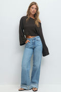 Wide sleeve top - Black/white str