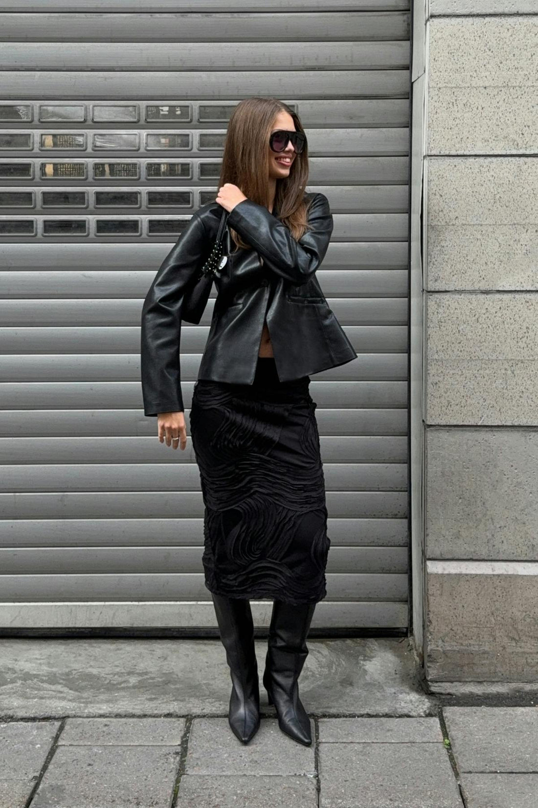 Structured midi skirt - Noir