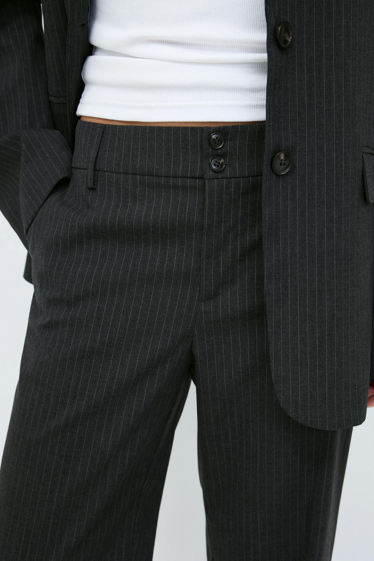 Mid waist straight trousers - Grey stripe
