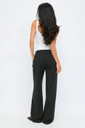 Mid waist straight trousers - Grey stripe
