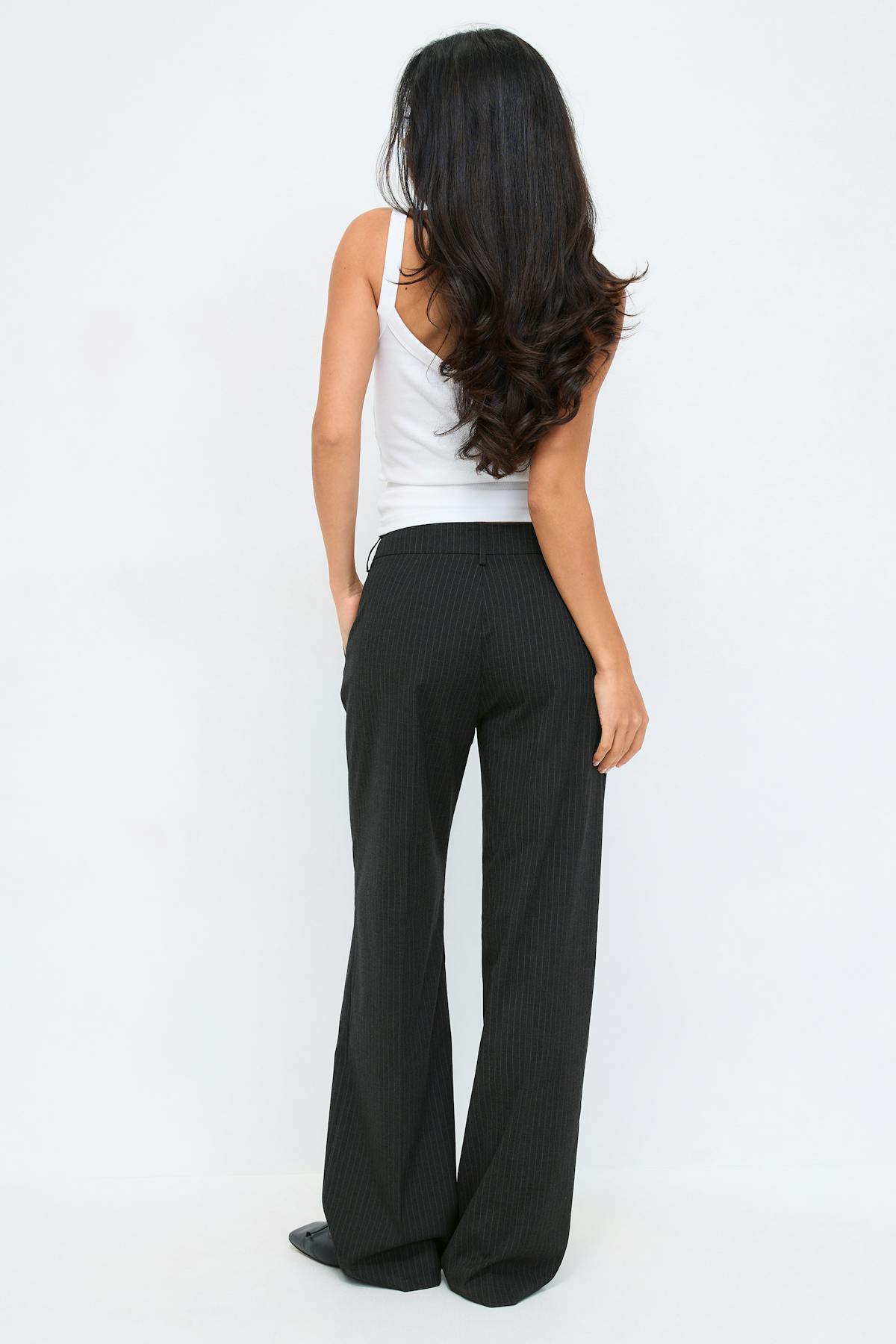 Mid waist straight trousers - Grey stripe
