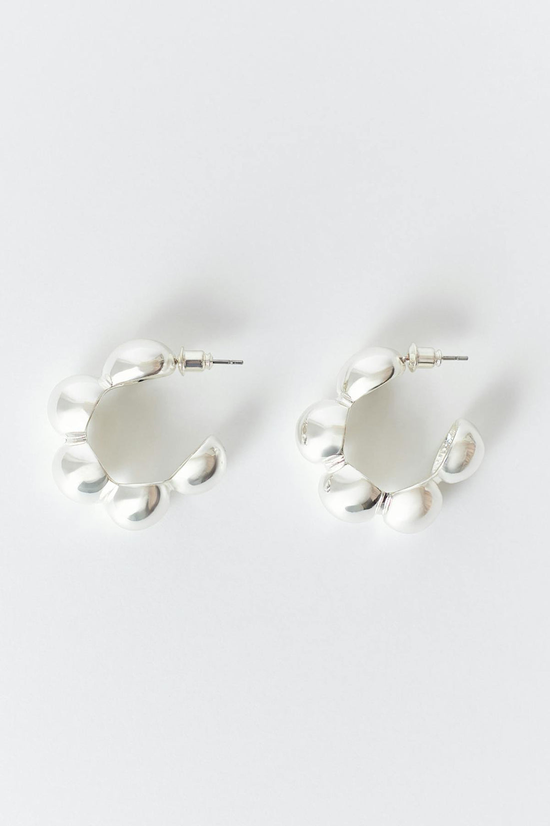 Bubble hoop earrings - Shiny silver