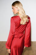 Satin wide sleeve maxi dress - Champange