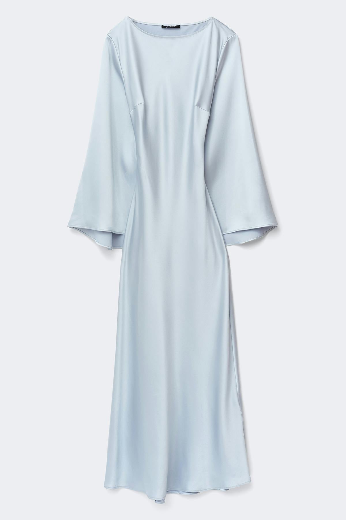 Satin wide sleeve maxi dress - Haute red