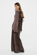 Satin wide sleeve maxi dress - Haute red