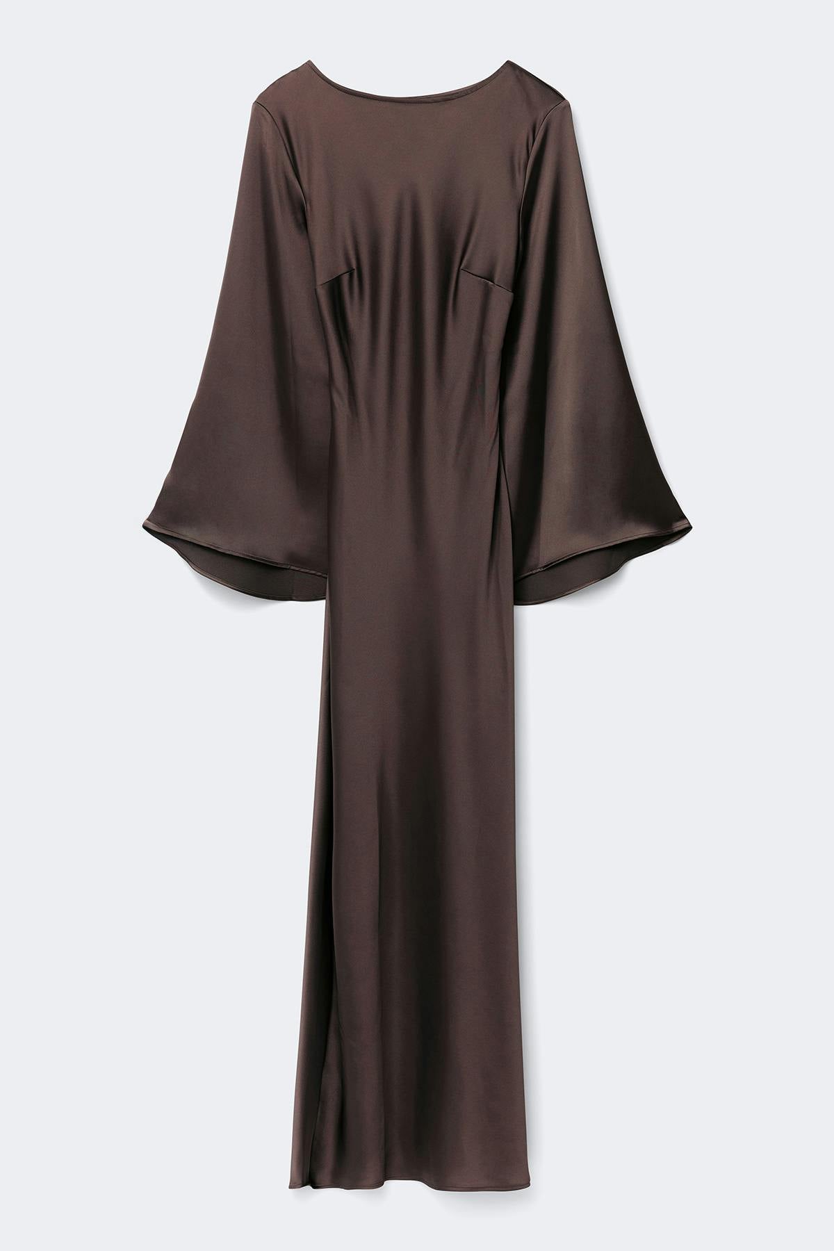 Satin wide sleeve maxi dress - Haute red