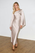 Satin wide sleeve maxi dress - Noir