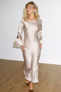 Satin wide sleeve maxi dress - Noir