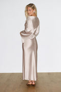 Satin wide sleeve maxi dress - Noir