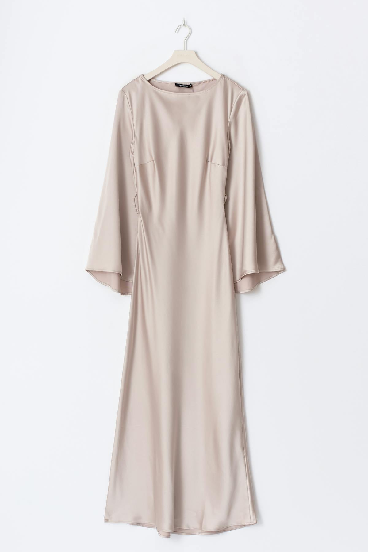 Satin wide sleeve maxi dress - Champange