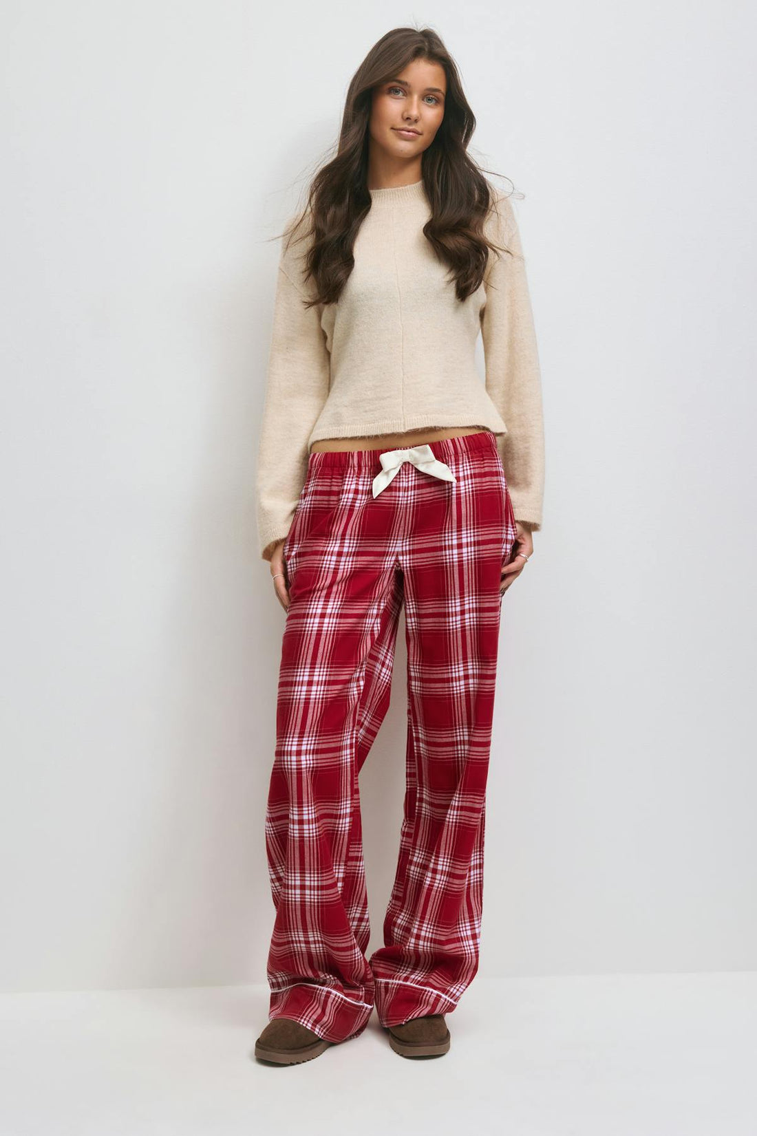 14+ flannel pj pants - Red check