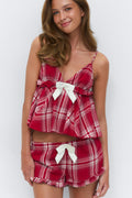 14+ flannel pj set - Red check
