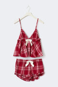 14+ flannel pj set - Red check