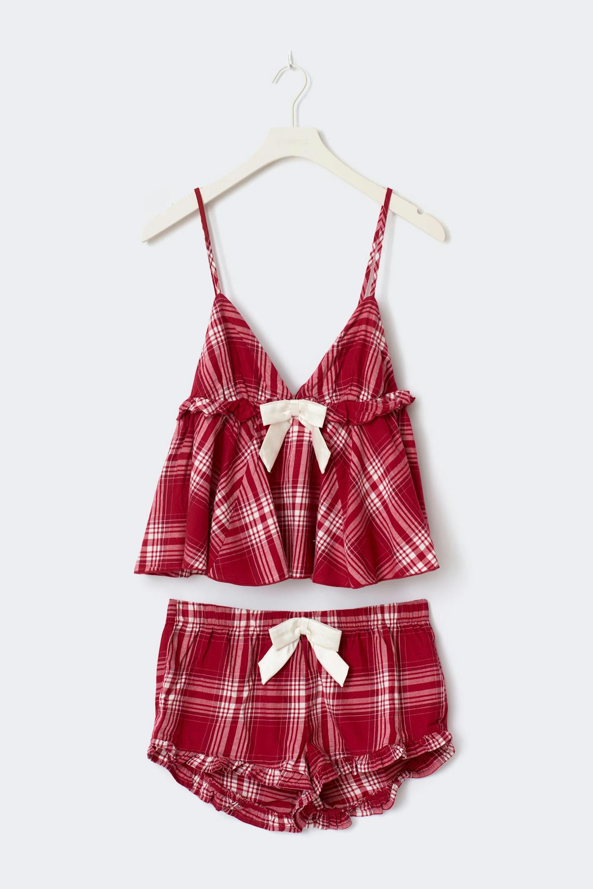 14+ flannel pj set - Red check