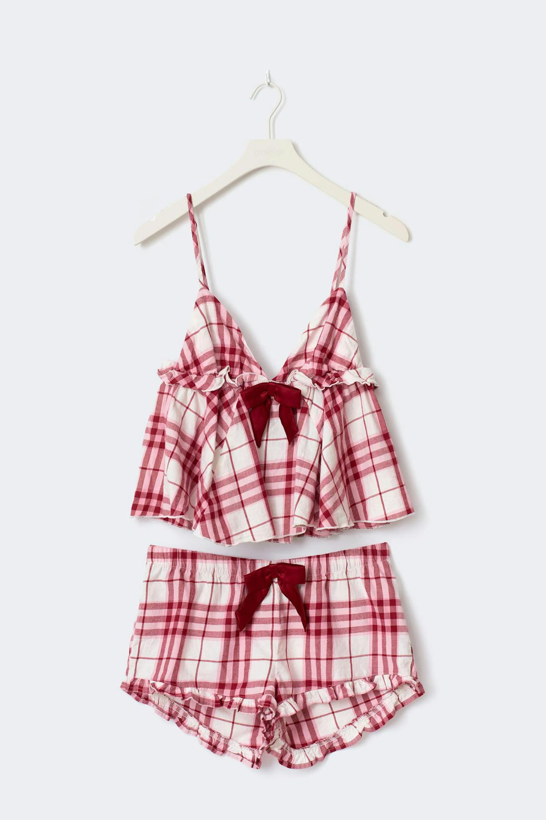 14+ flannel pj set - Pink check