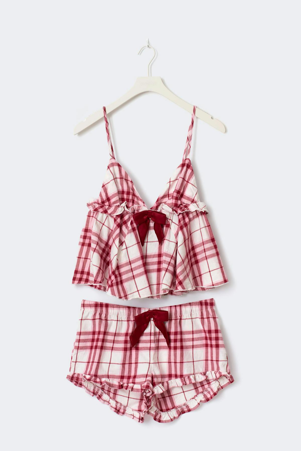 14+ flannel pj set - Pink check