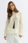 jacquard knitted sweater - Crème