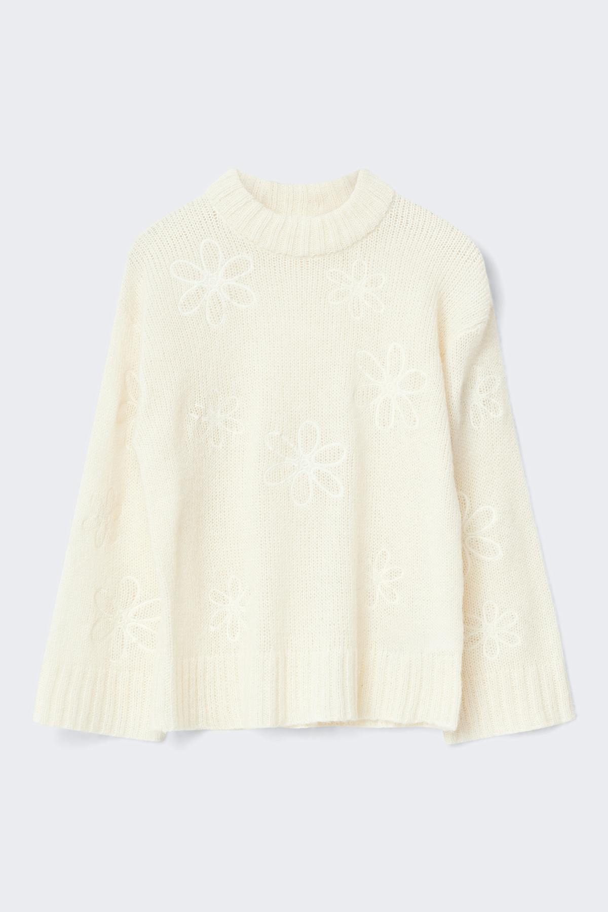jacquard knitted sweater - Blanc cassé