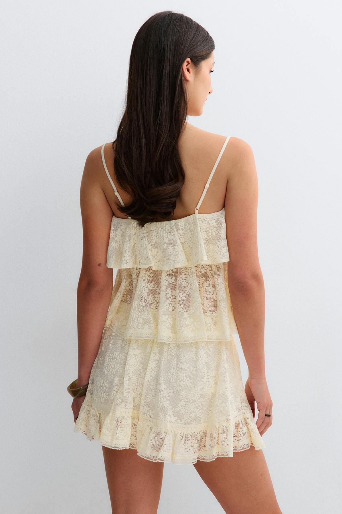 Lace mini skirt - Crème