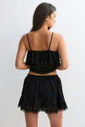 Lace mini skirt - Noir