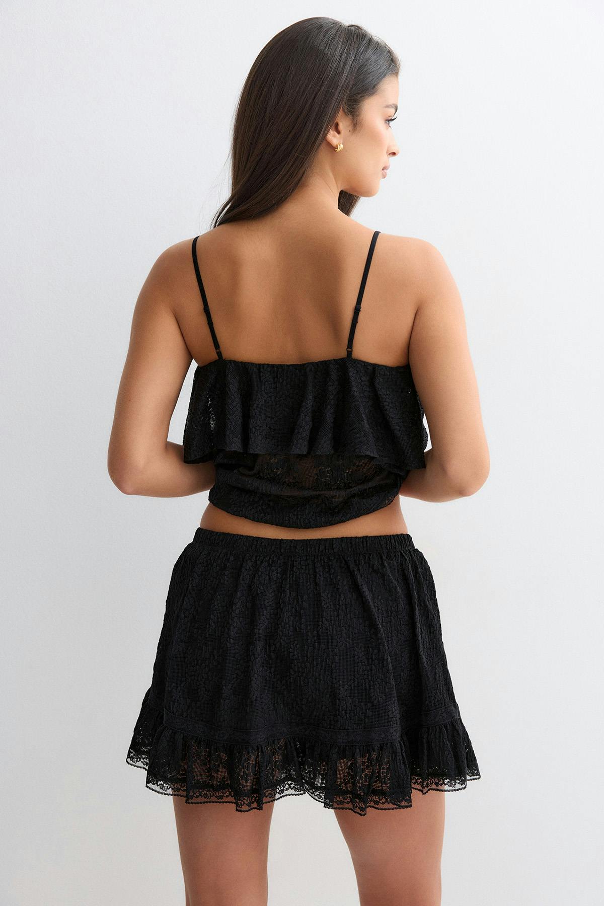 Lace mini skirt - Noir