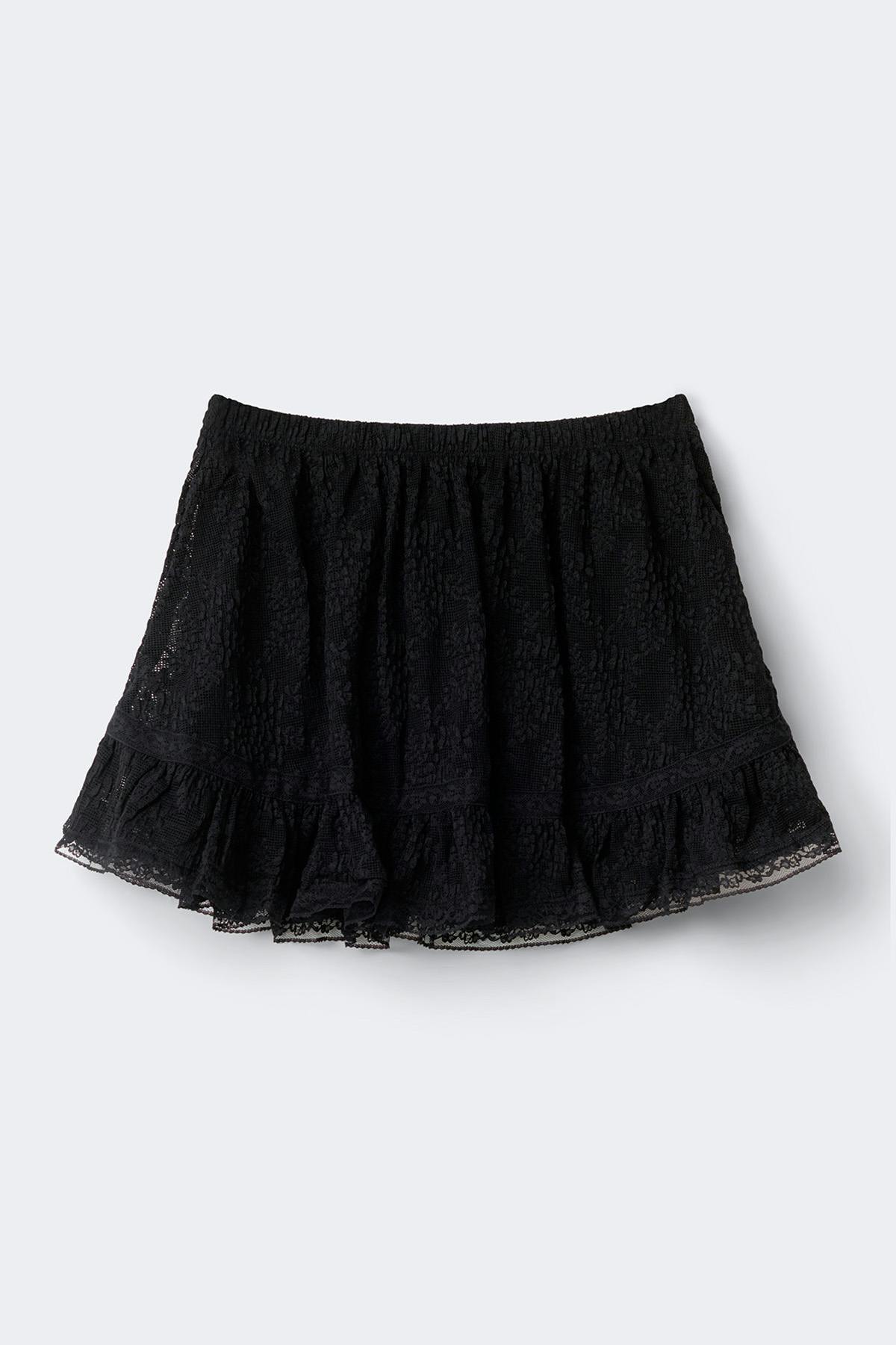 Lace mini skirt - Noir