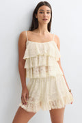 Lace frill singlet - Crème