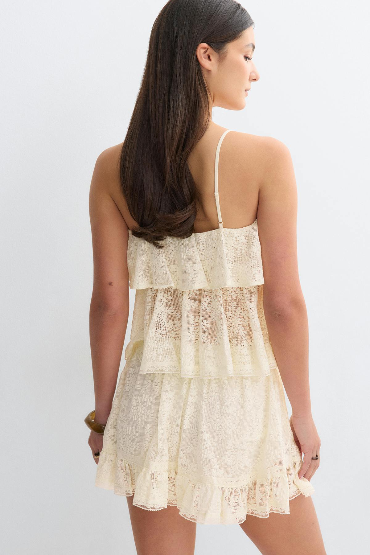 Lace frill singlet - Crème
