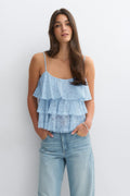 Lace frill singlet - Noir