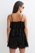 Lace frill singlet - Noir