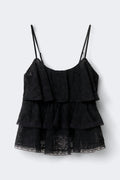 Lace frill singlet - Noir
