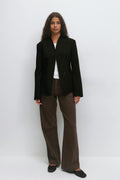 Shaped high neck blazer - Noir