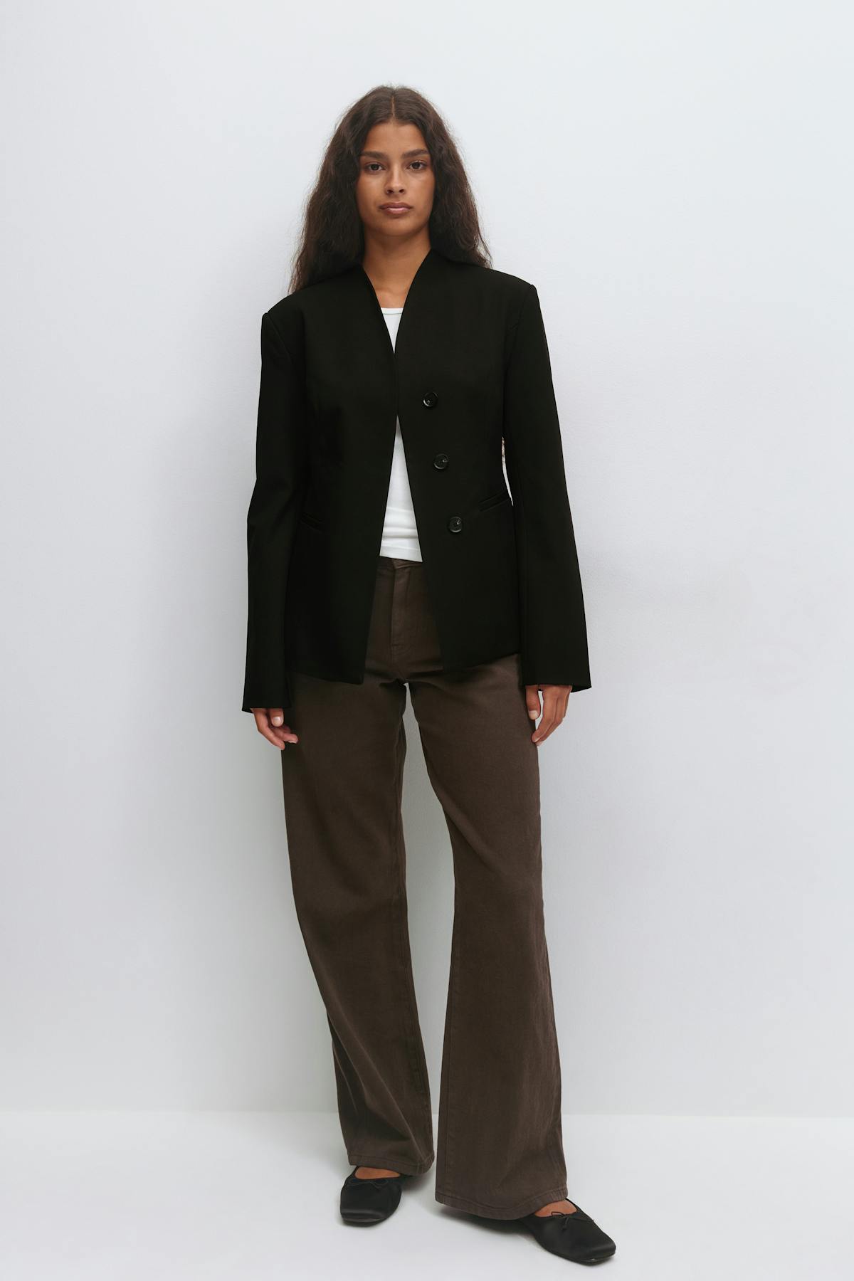 Shaped high neck blazer - Noir