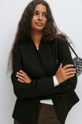 Shaped high neck blazer - Noir