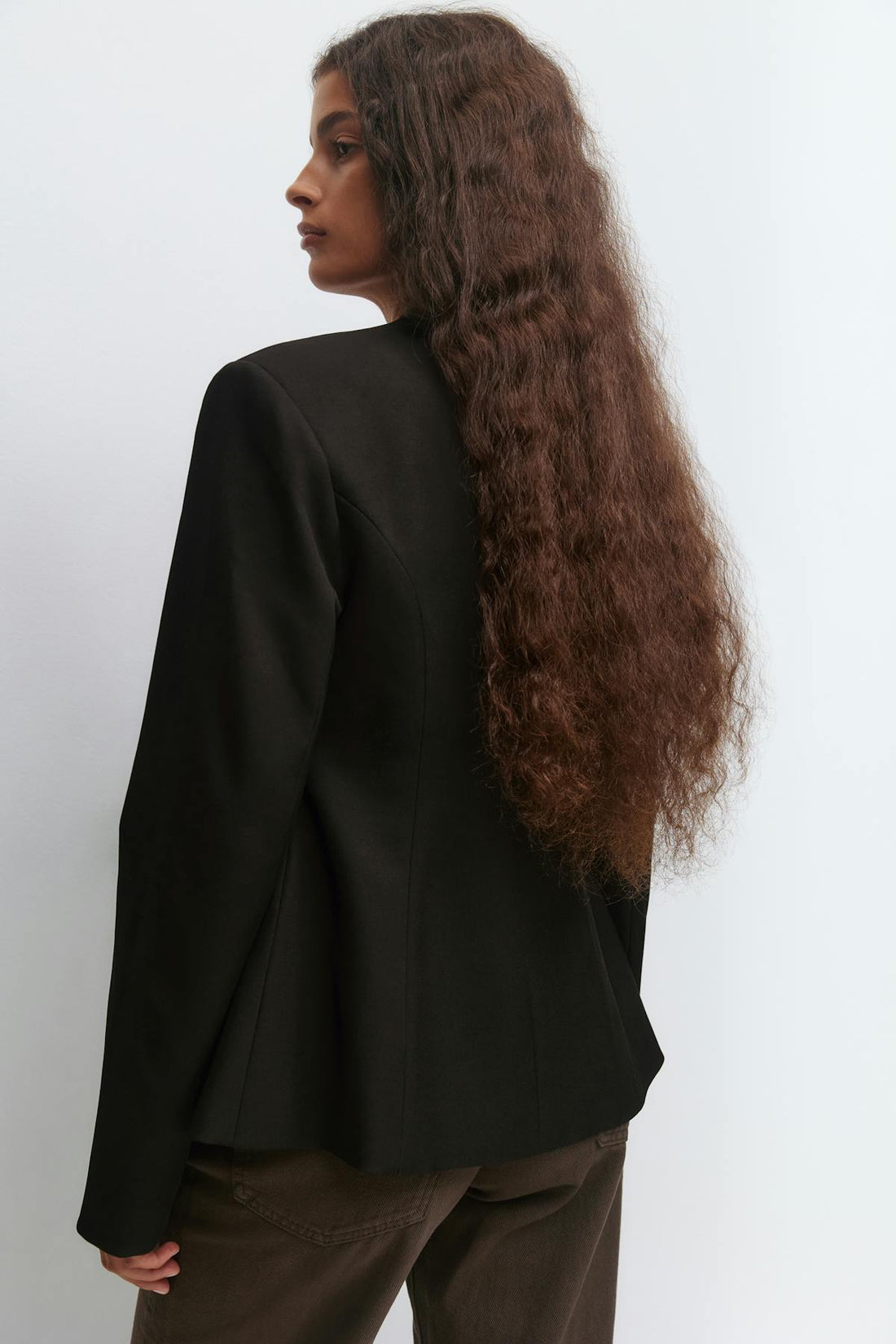 Shaped high neck blazer - Noir