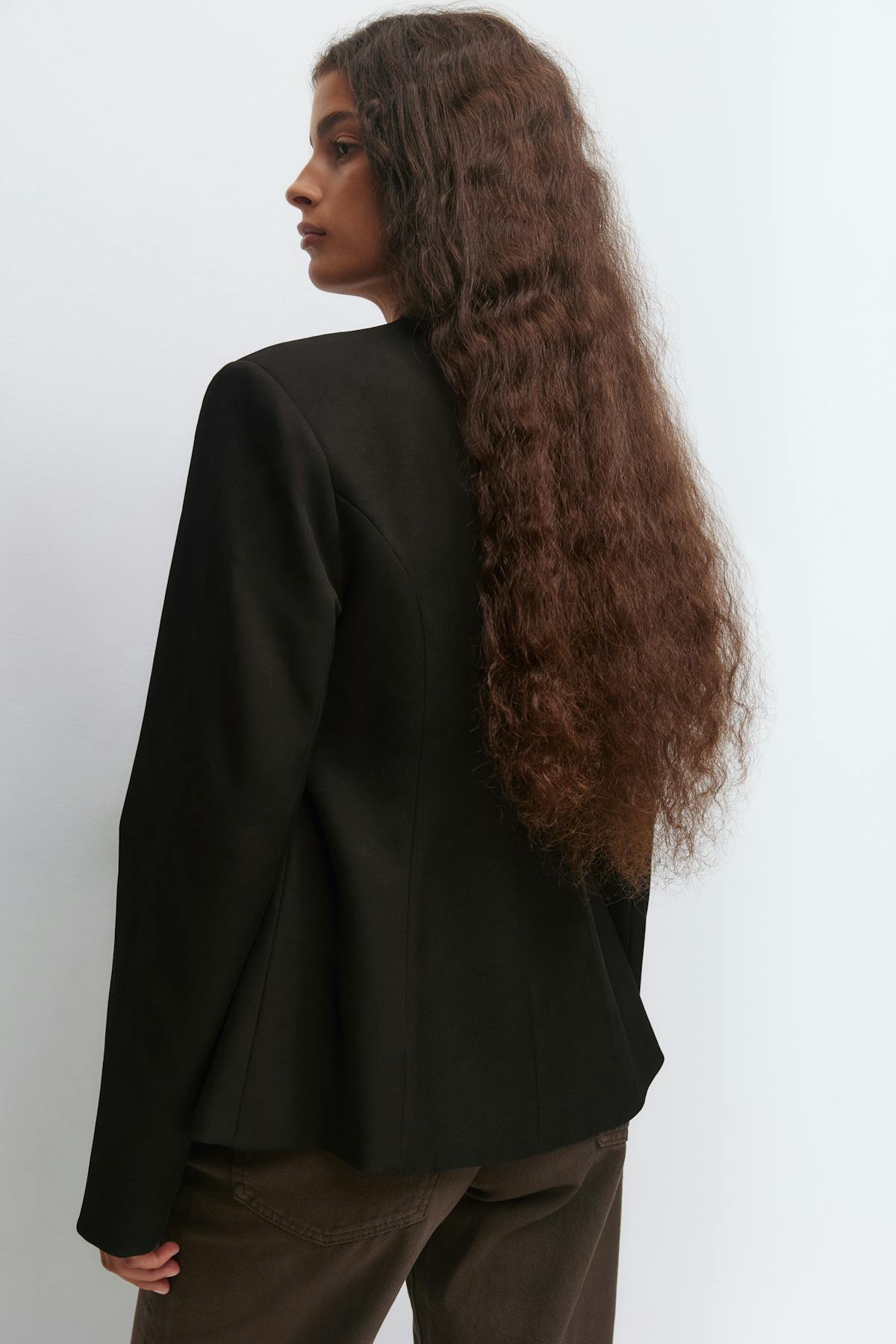 Shaped high neck blazer - Noir