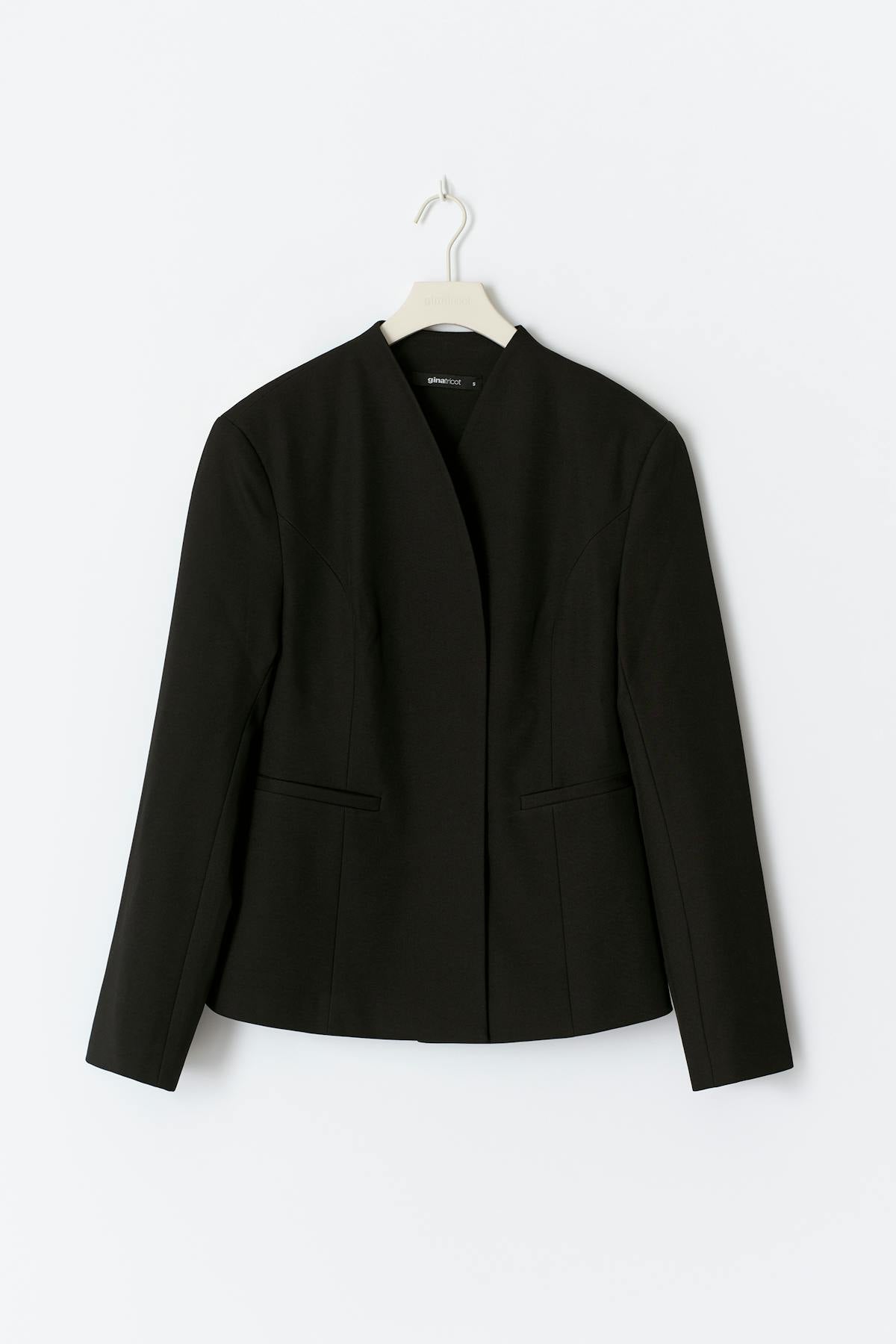 Shaped high neck blazer - Noir