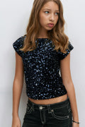 Y sequin top - Noir